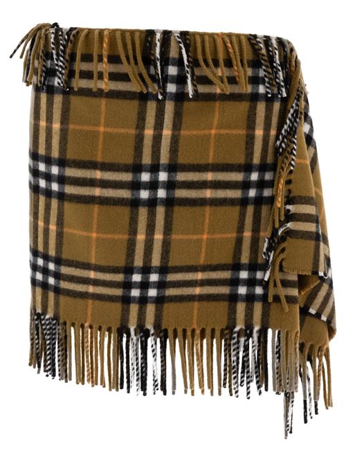 Check Wool Cashmere Scarf Skirt Skirts