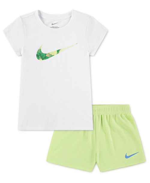 Girls' 4-6X Move with Nature Crewneck T-Shirt and Mesh Shorts, 2-Piece Set - Light Liquid Lime