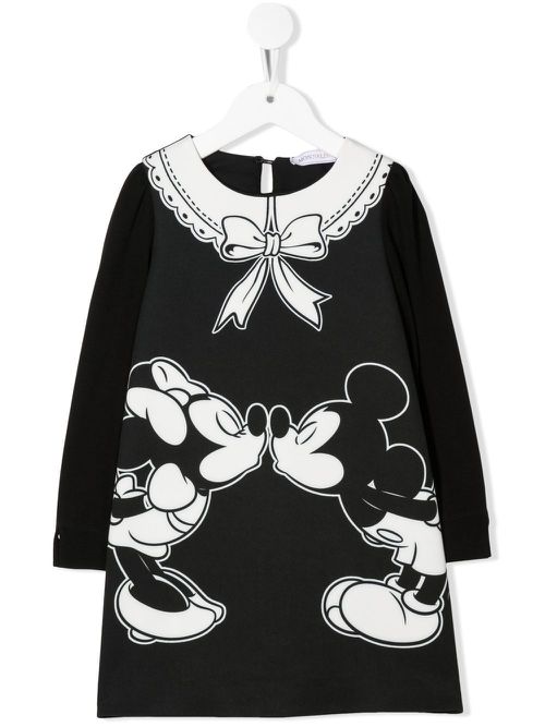 Cartoon-print shift dress - Black