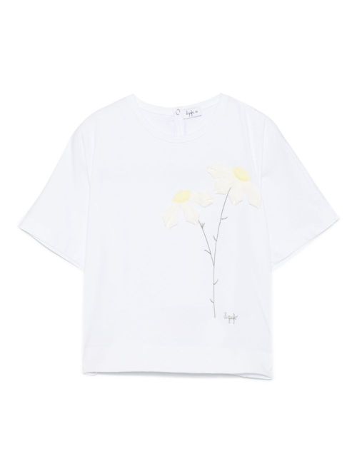 Floral-appliqué T-shirt - White