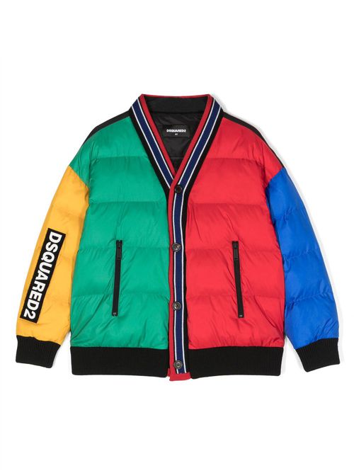 Colour-block buttoned padded jacket