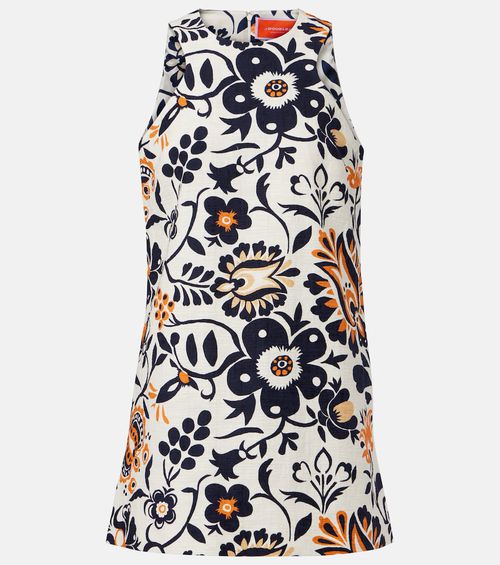 Racer printed cotton poplin minidress