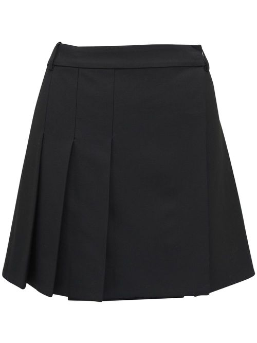 Pleated wool mini skirt - Black