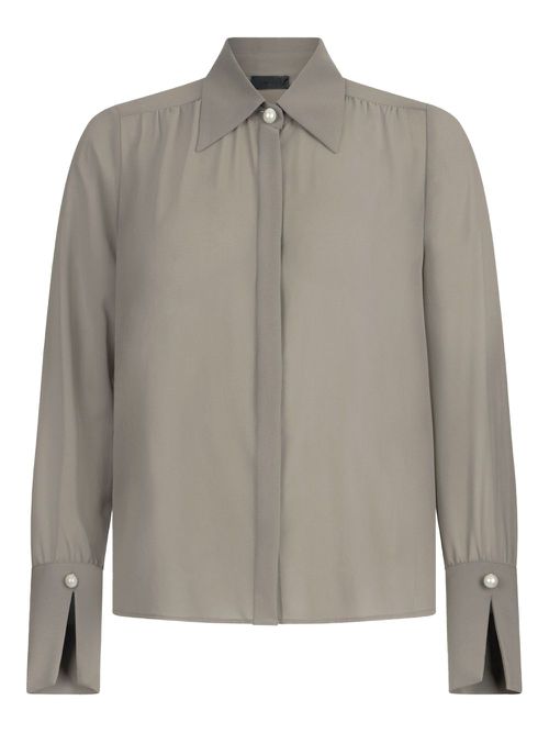 Beaded-collar shirt - Green