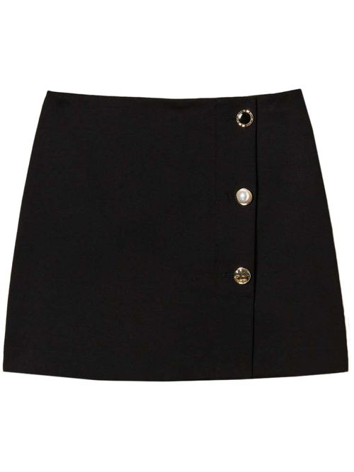 Button-detail mini dress - Black