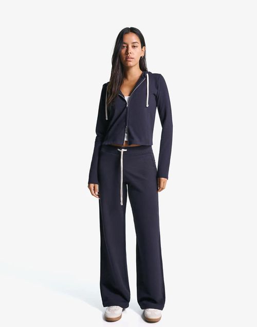 Plush jersey trousers in navy