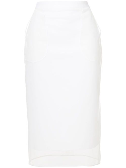 Mid-length pencil skirt - White