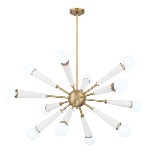 Aged Brass + Matte White Chandelier from the Zodiac Collection