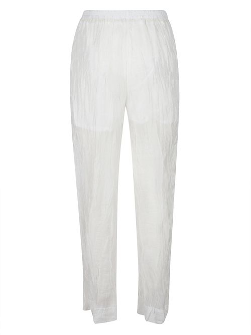 Semi-Sheer White Pants with Adjustable Hem Ties