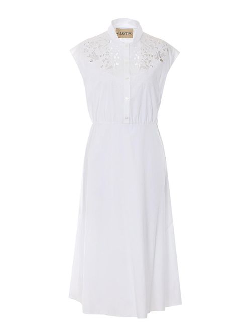 White Embroidered Midi Dress