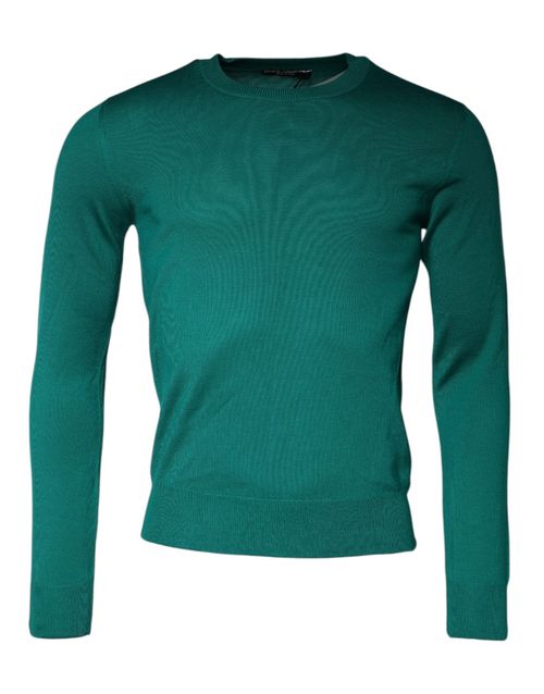 Virgin Wool Crew Neck Sweater — Green