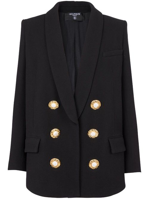 Button-fastening double-breasted jacket - Black