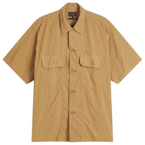 Beams Plus Men's Textured Ripstop Short Sleeve Shirt in Khaki