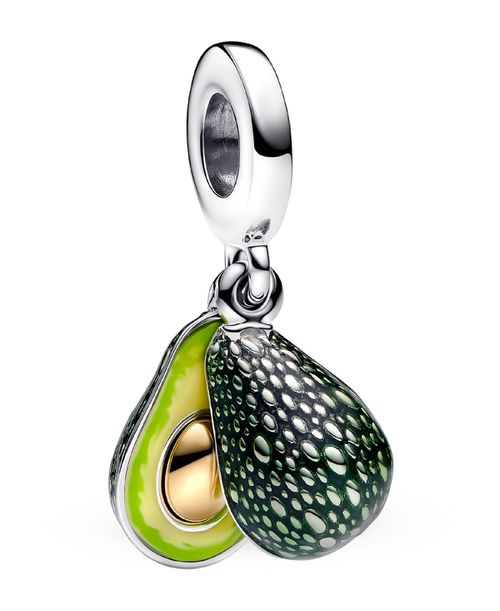 Sterling silver and 14k Gold-plated unique metal blend Avocado Double Dangle Charm - Silver  Gold