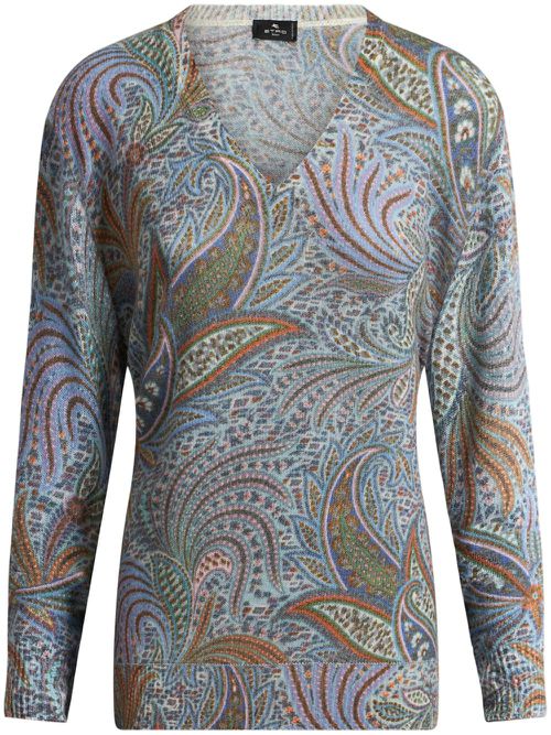Foliage print jumper - Blue