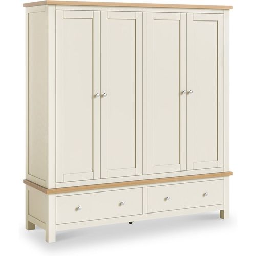 Farro 4 Door Wardrobe with Drawers | White Cream Grey | Roseland