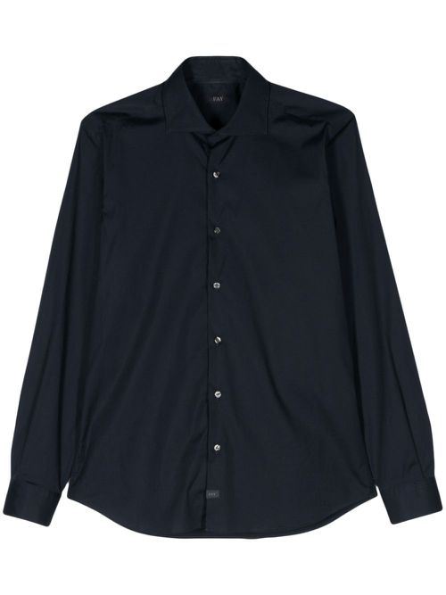 Spread-collar cotton shirt - Blue