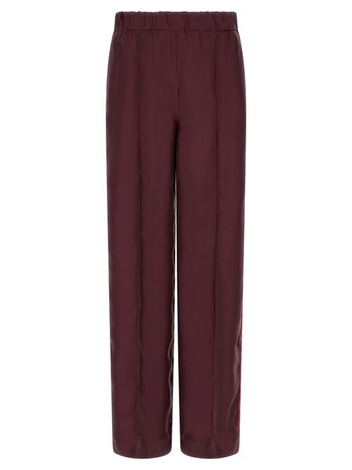 Silk Wide-Leg Trousers — Burgundy