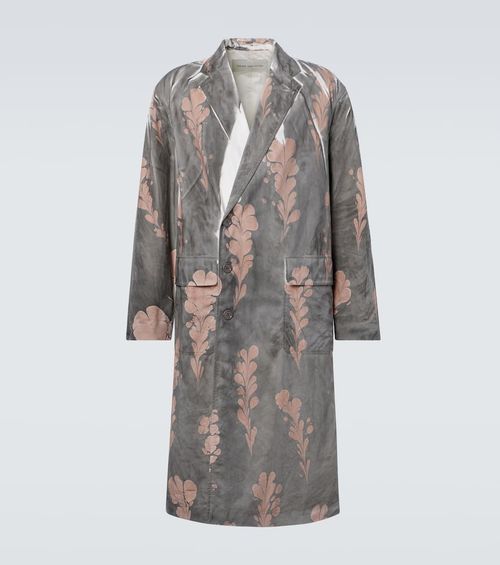 Printed double-breasted cotton coat