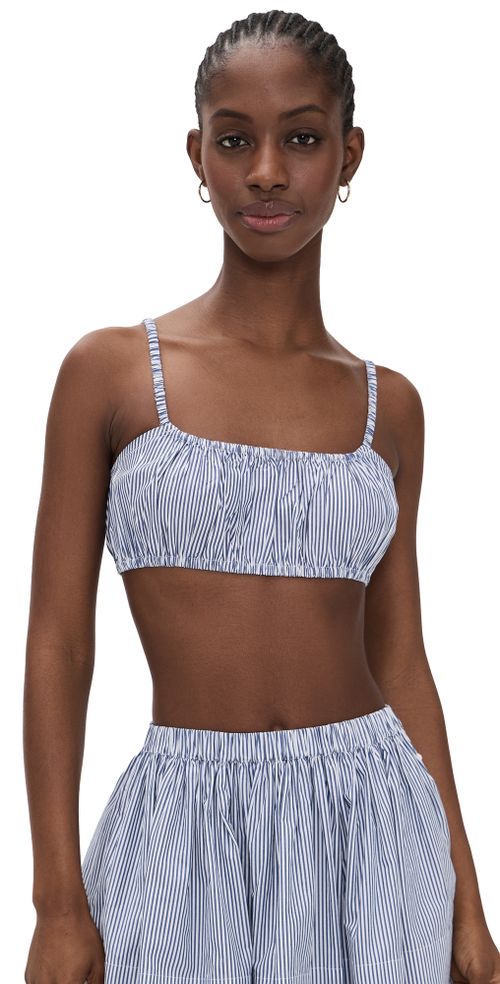 Bea Shirred Bra Top Navy Stripe
