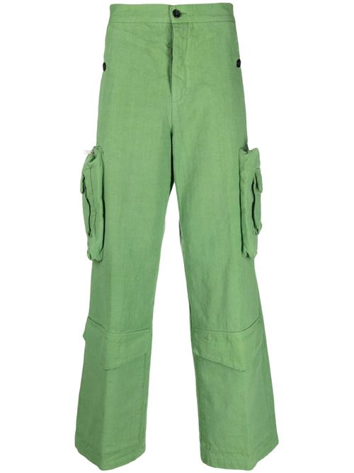 Layered cotton cargo trousers - Green