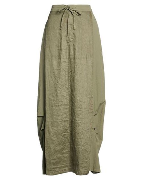 Woman Maxi skirt Military green Size M Linen, Polyamide