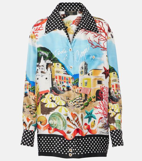 Capri printed silk satin shirt