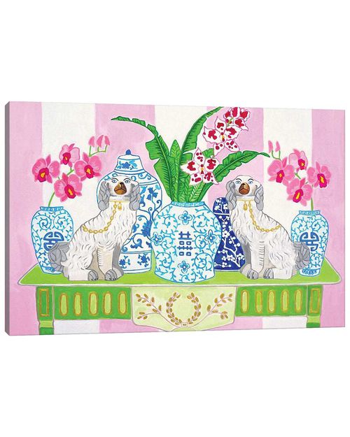 Staffordshire Dogs Chinoiserie With Orchids By Green Orchid Boutique Wall Art