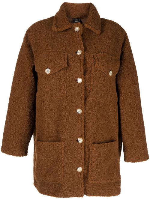 Smiley face button-up coat - Brown