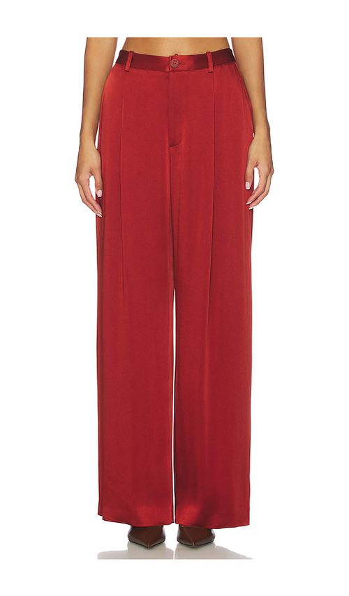 Lapointe Satin Relaxed Pleated Pant in Rust. 4. Also
