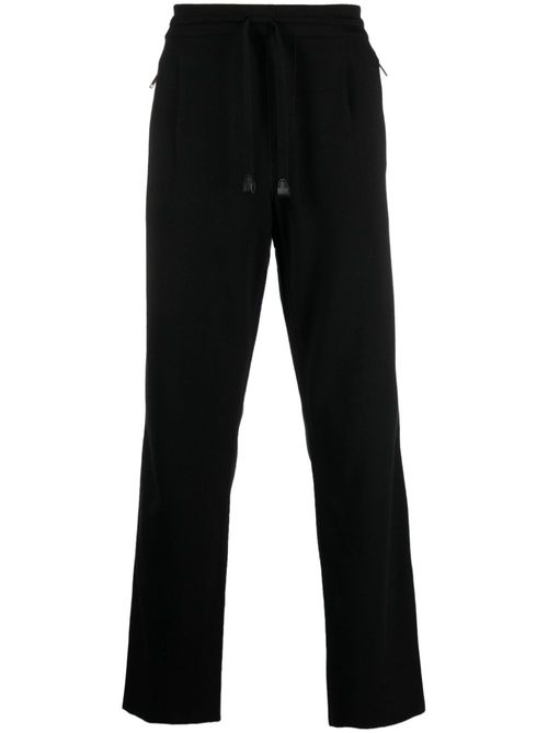 Drawstring-waist straight-leg trousers - Black