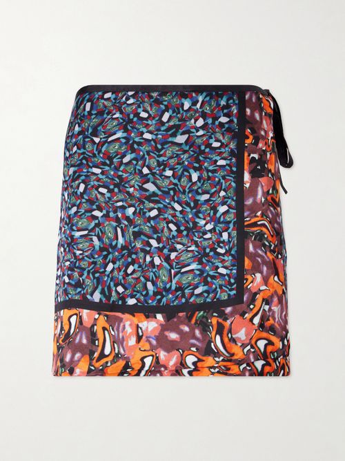 Gabrinas Printed Satin Wrap Mini Skirt - Blue