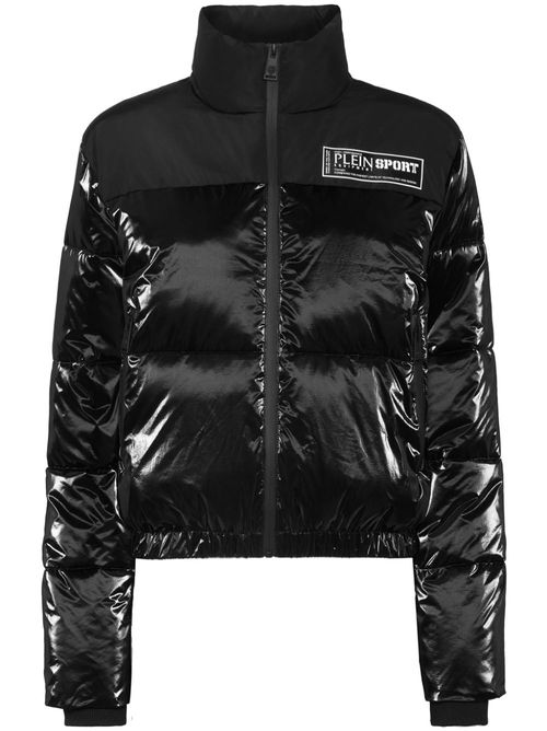 Logo-print pufer jacket - Black