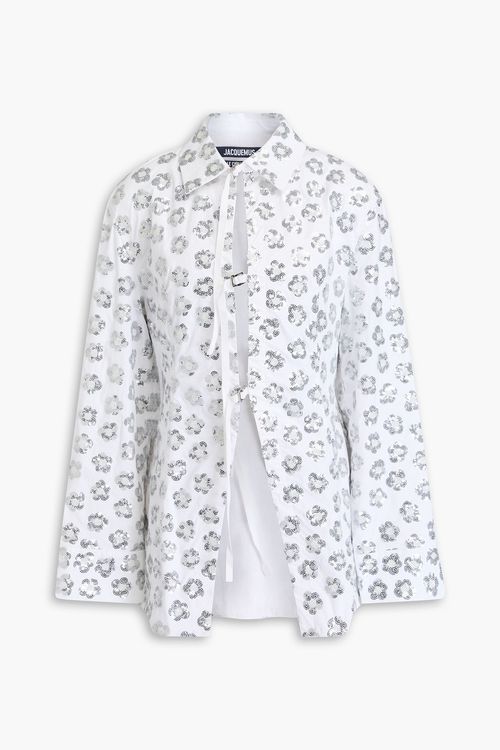 Lavoir Brodée sequin-embellished cotton-blend shirt