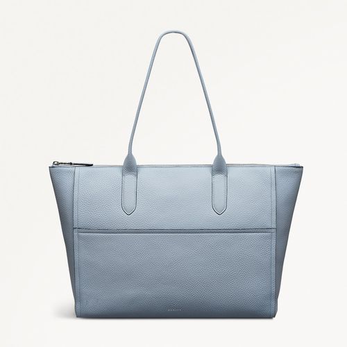Womens Leather Oak Street Medium Ziptop Tote - Blue Medium