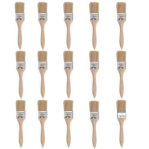 TEMU 1 Set Wooden Paint Brushes With Ergonomic Gourd Handles, 2-inch Natural Bristles For Painting And Staining, Premium Brushes With Durable