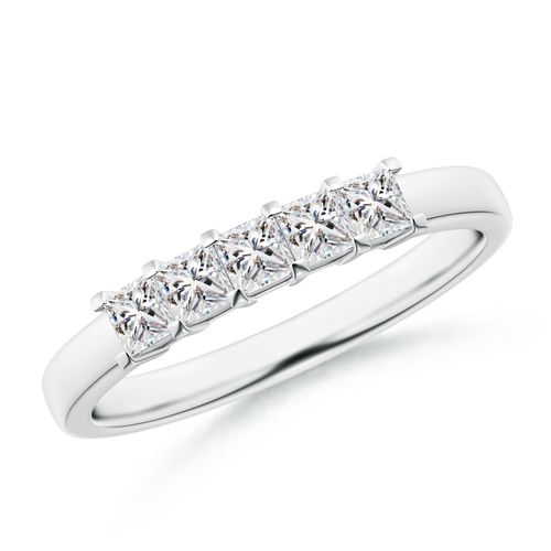 Angara 0.5 Carat Classic Five Stone Princess Diamond Wedding Ring for Her in 18K White Gold