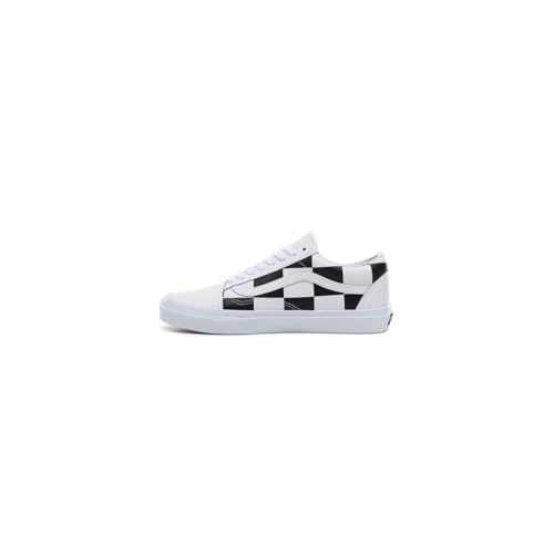 Vans Old Skool Leather Check - Unisex Shoes - Leather Upper - Rubber Outsole - Skate Shoes - Jazz Stripe True White/Black Men's 