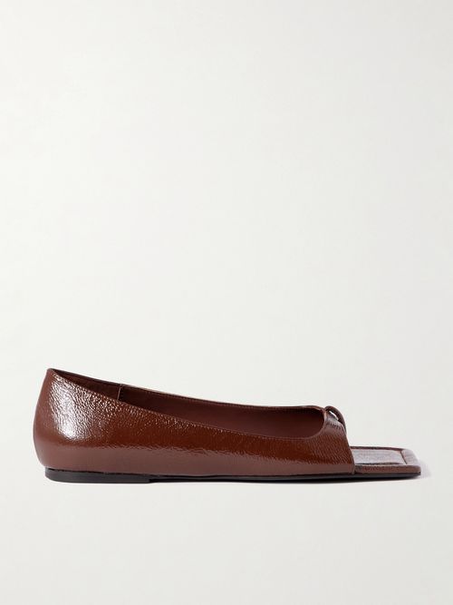 90s Crinkled Patent-leather Pumps - Burgundy