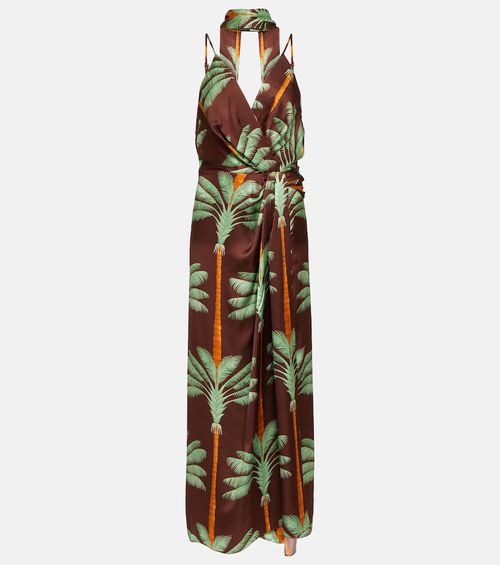 Johanna Ortiz Embroidered printed silk maxi dress
