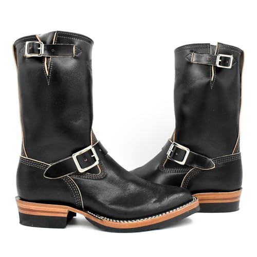 Wesco Mister Lou 10" Limited-Edition Engineer Black Boots, Men's, 1 Top Strap, Narrow Shaft with Snug Heel Cup, Horsehide Leather, Vibram Lug Sole, USA-Made