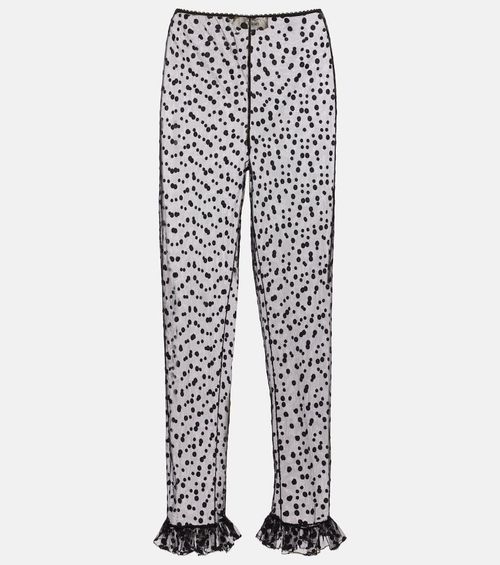 Chloé Polka-dot cotton-blend tulle straight pants