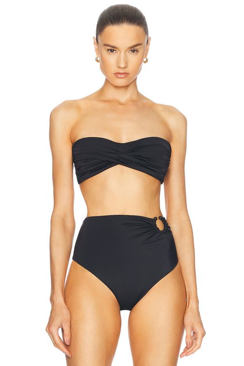 Johanna Ortiz Tangarana Bikini Top in Black - Black. XS also in L
