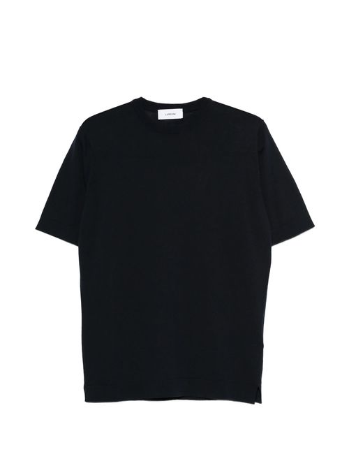 Ribbed Crew Neck Short-Sleeve T-Shirt with Cuffs and Hem