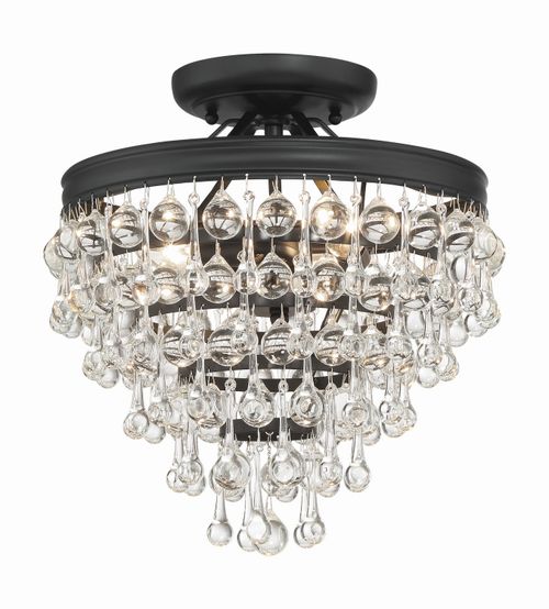 Calypso 3-Light Semi-Flush Mount in Matte Black