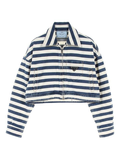 2010s cotton-denim striped jacket - White