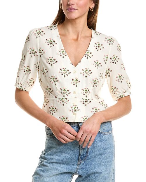 Button Cropped Blouse
