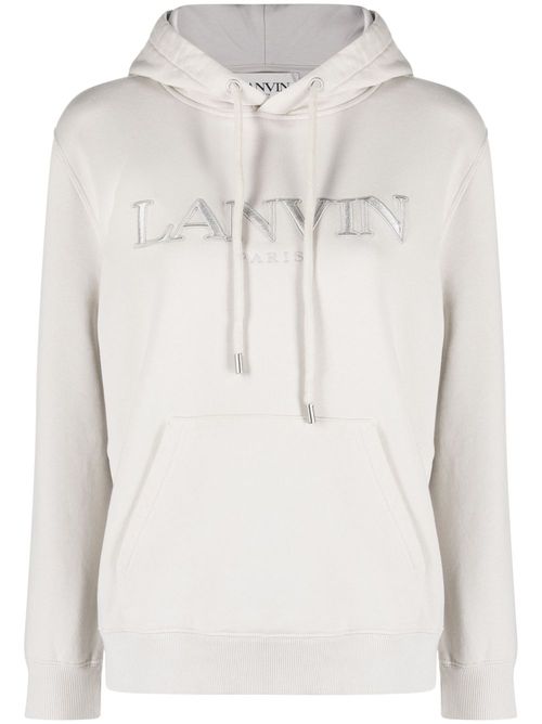 Logo-embroidered cotton hoodie - Neutrals