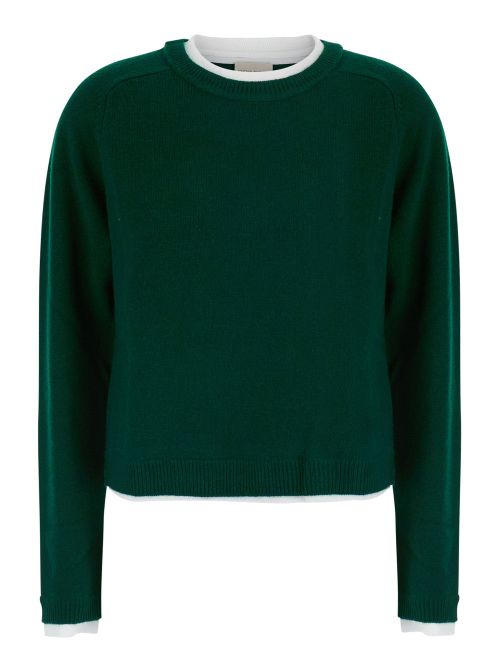Wool-Cashmere Knit Sweater — Green