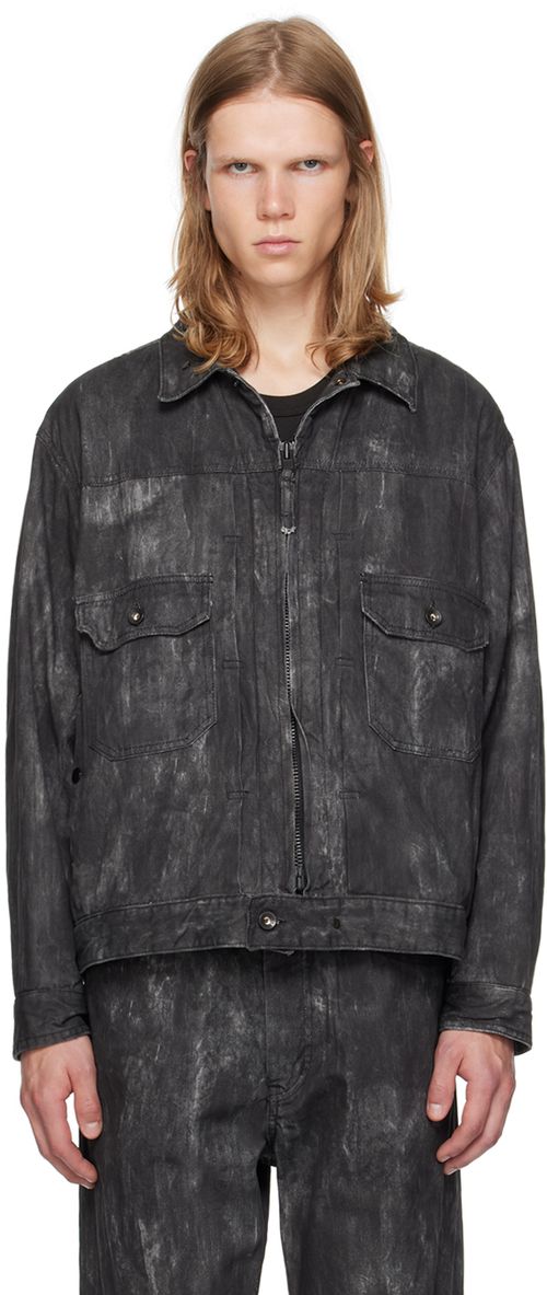 Engineered Garments Black Distressed Print Denim Jacket